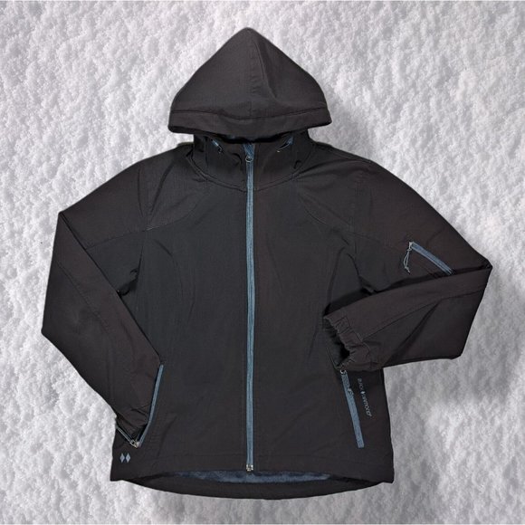 Black Diamond Softshell Jacket Double Diamond Hood Lined Fleece Plush sz S - Picture 1 of 11